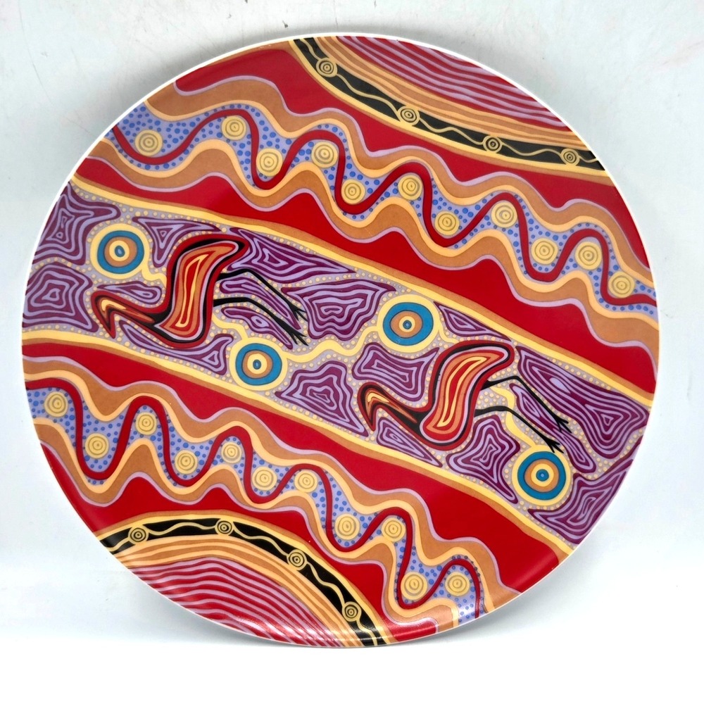 Australian Aboriginal Tobwabba Art Emu Plate, from NuColorVue